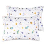 Zenssia Organic Cotton Toddler Pillowcases Pack of 2, 13x18 Inches Travel Pillowcase with Envelope Closure, Soft & Breathable Baby Pillow Case Cover, Rocket