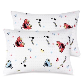 Zenssia Organic Cotton Toddler Pillowcases Pack of 2, 13x18 Inches Travel Pillowcase with Envelope Closure, Soft & Breathable Baby Pillow Case Cover, Car