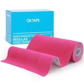 OK TAPE Regular Kinesiology Tape (4 Pack), Original Cotton Athletic Tape for Support Muscle Joint Knee, Sports Waterproof Tape Uncut Strips Latex Free, Hypoallergenic, 2in16.4ft - Pink