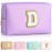 TOPEAST Preppy Small Makeup Bag, Chenille Letter Pouch Cosmetic Bag With Zipper, PU Leather Waterproof Toiletry Bag, Personalized Birthday Gift for Women, Cute Stuff for Girls (Purple D)