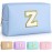 TOPEAST Preppy Makeup Bag, Small Cosmetic Travel Bags for Women, PU Leather Waterproof Toiletry Bag with Zipper, Personalized Birthday Gift for Women Girl, Preppy Gifts for Girl (Sky Blue Z)