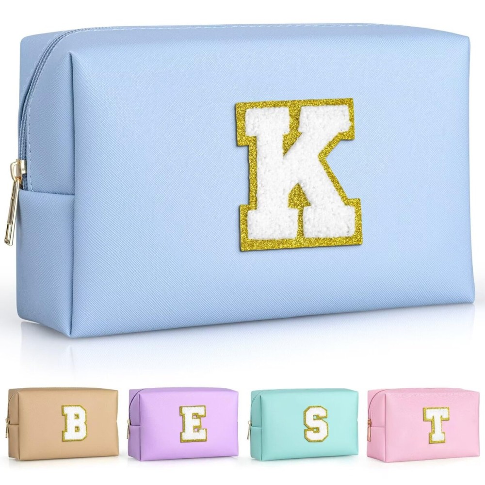 TOPEAST Teen Girl Gifts Trendy Stuff, Blue Small Makeup Bag Preppy Stuff for Girls Personalized Birthday Gifts for Girls Daughter (Sky Blue K)