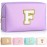 TOPEAST Preppy Makeup Bag, Small Cosmetic Travel Bags for Women, PU Leather Waterproof Toiletry Bag with Zipper, Personalized Birthday Gift for Women Girl, Preppy Gifts for Girl (Purple F)
