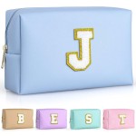 TOPEAST Birthday Gifts for Women, Small Makeup Bag Personalized Initial Cosmetic Bag Birthday Gifts for Women (Sky Blue J)