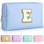 TOPEAST Birthday Gifts for Women, Personalized Initials Travel Makeup Bag Valentines Day Gifts for Women for Her (Sky Blue E)
