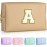 TOPEAST Monogrammed Gift for Women Girls, Personalized Initial Makeup Bags Cosmetic Bag with Zipper, Cute Makeup Pouch, PU Leather Waterproof Toiletry Bag, Preppy Gifts Stuff for Girl (Khaki E)