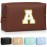 TOPEAST Preppy Makeup Bag, Personalized Initial Bags with Zipper, Cute Makeup Pouch, PU Leather Waterproof Cosmetic Bag, Birthday Gift for Daughter, Preppy Things for Girls (Brown A)