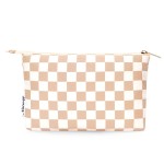 Narwey Small Checkered Makeup Bag for Purse Small Cosmetic Bag Women Travel Makeup Pouch Zipper Pouch (Light Checkerboard)