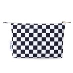 Narwey Small Checkered Makeup Bag for Purse Small Cosmetic Bag Women Travel Makeup Pouch Zipper Pouch (Black Checkerboard)