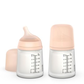 Suavinex Zero Zero Anti Colic Baby Bottle, No 1 Spanish Baby Bottle Brand, Minimizes Bottle Rejection & Nipple Confusion, Perfect for Combo Feeding, 2pk, 6oz/180mL, Fair Tone, Adaptable Flow Nipple