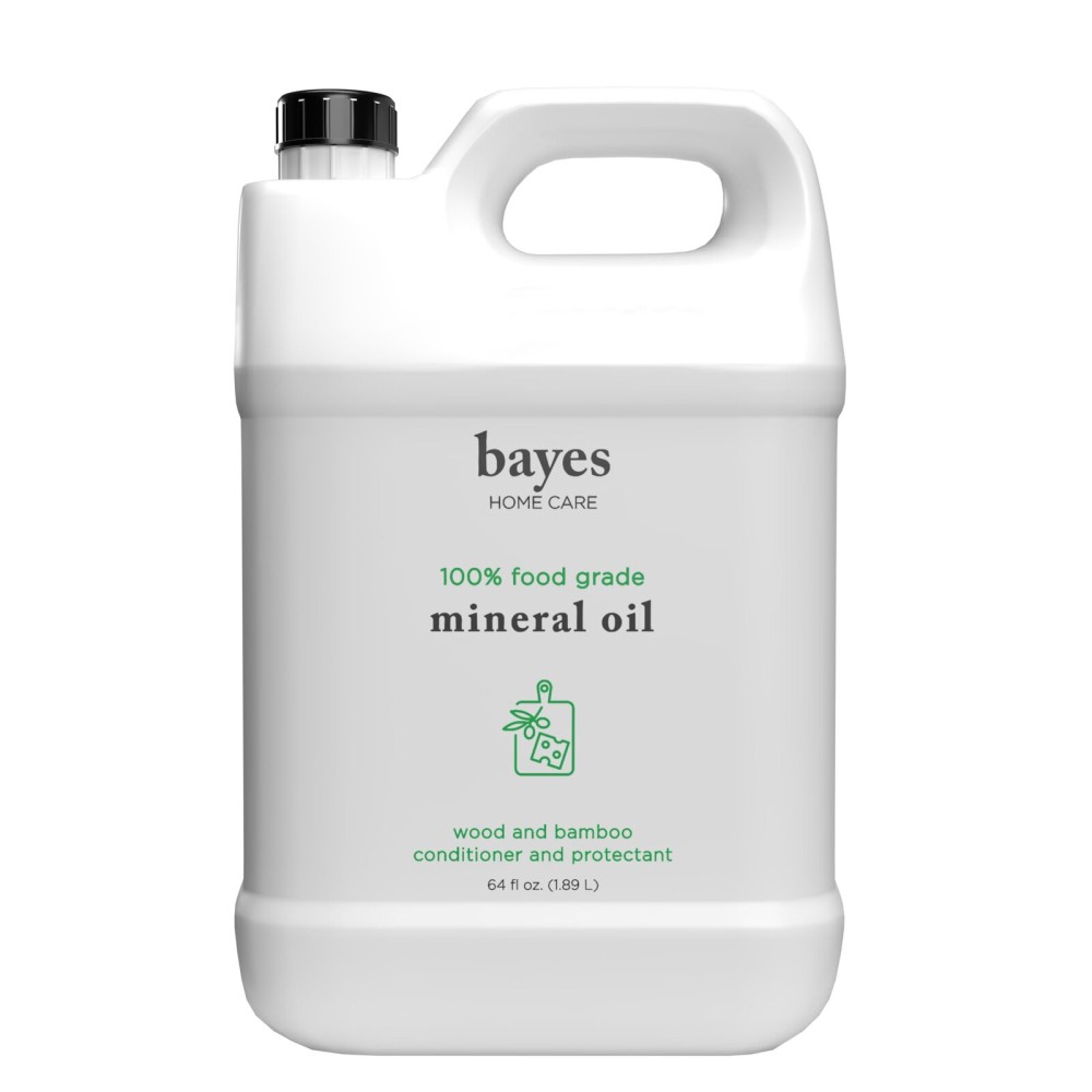 Bayes Food Grade Mineral Oil for Cutting Board - Mineral Oil Food Grade for Bamboo, Teak & Wood Conditioner and Protectant - Cutting Board Oil Food Grade Formula - Wood Oil for Cutting Board - 64 oz