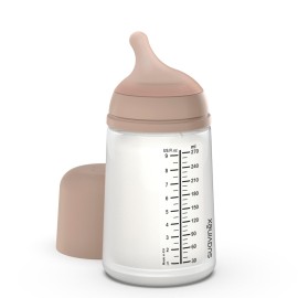 Suavinex Zero Zero Anti Colic Baby Bottle, No 1 Spanish Baby Bottle Brand, Minimizes Bottle Rejection & Nipple Confusion, Perfect for Breastfeeding Babies, 9 oz, Medium Tone, Medium Flow