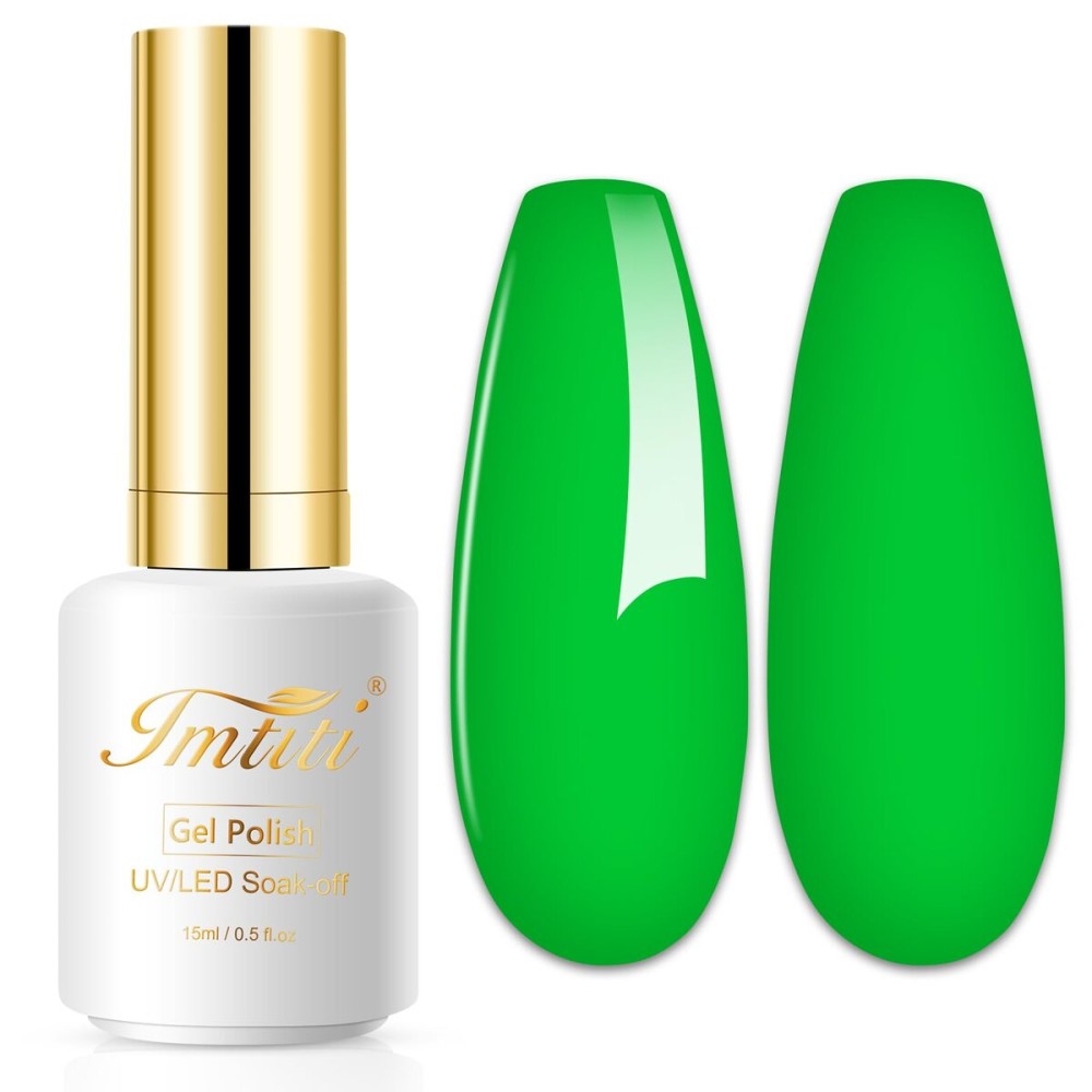 Imtiti Neon Gel Nail Polish, 0.5 Fl Oz Neon Green Gel Polish Soak Off LED U V Nail Gel Polish Spring Summer Gel Nail Polish DIY Nail Art Starter Manicure Salon Gel Nail Kit for Women Girls
