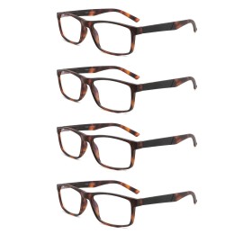DONGDI Blue Light Blocking Reading Glasses 4 Pack Computer Readers for Women Men,Anti Glare UV Ray Filter Eyeglasses (4pack-brown tortoise, 0.75)