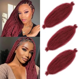 12 Inch Red Pre Separated Spring Twist Hair 3 Packs Springy Afro Twist Hair Pre Fluffed Hair For Distressed Soft Natural Marley Twist Braiding Hair Synthetic Extension For Women(12 Inch 3Pcs,BUG)