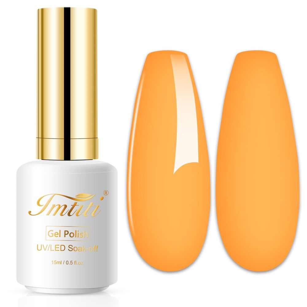 Imtiti Pastel Gel Nail Polish, 0.5 Fl Oz Light Yellow Orange, Spring/Summer/Easter Gel Nail Polish DIY Nail Art Starter Manicure Salon Kit