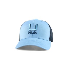 HUK Mens Trucker Hat, Anti-Glare Snapback Fishing Hat for Men, Filled Barb U - Marolina Blue, One Size