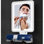 Lighted Shower Mirror Fogless for Shaving, Heated Fog Free Large 9.5*7inch 3 Color Modes Dimming Shower Shaving Mirror with Light, Rechargeable Anti-Fog Shower Mirror with Storage Tray & Razor Holders