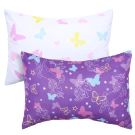UOMNY Toddler Pillowcases for Girls 13X18 12x16 14x19 Butterfly Baby Pillow Case 2 Pack Small Pillow Covers for Travel Pillow Purple White