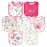 2ooya 7Pcs Cotton Waterproof Baby Bibs Adjustable Hook Loop Closure Infant Bib Pink Floral Newborn Babies Food Bibs Keepsake Baby Gift for 6-12 Months Baby Girl Teething Drooling Feeding Eating