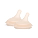 Suavinex Zero.Zero Dense Flow Asymmetrical Silicone Nipple, 2 Pack (6m+), Light