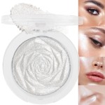 evpct Pearl White Silver Face Highlighter Makeup, White Shimmer Glitter Diamond Sparkly Highlighters Makeup Eyeshadow Palette Powder for Face Body Cheek Skin, inner Corner Eye Highlighter Make up 01