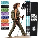 Hiker Hunger Carbon Fiber Trekking Poles | Collapsible Walking Sticks for Travel | Walking Poles for Women | Hiking Poles for Men | Hiking Sticks | Walking Stick - Teal EVA Foam