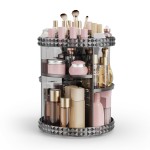 Rosoenvi Rotating Makeup Organizer, 360 Spinning Skincare Organizers, Adjustable Layer Cosmetic Storage Lazy Susan Makeup Organizers for Dresser Bathroom, Medium, Gray