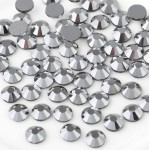Beadsland Flat Back Crystal Rhinestones Round Gems for Nail Art and Craft Glue Fix, Silver Hematite, 7.0-7.3mm, SS34/288pcs