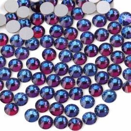 Beadsland Flat Back Crystal Rhinestones Round Gems for Nail Art and Craft Glue Fix, Blue Volcano, 7.0-7.3mm, SS34/288pcs