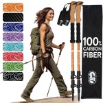 Hiker Hunger Carbon Fiber Trekking Poles | Collapsible Walking Sticks for Travel | Walking Poles for Women | Hiking Poles for Men | Hiking Sticks | Walking Stick - Orange Cork