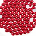 Beadsland 288pcs Flat Back Crystal Rhinestones Round Gems for Nail Art and Craft Glue Fix, Siam, SS34,7.1-7.3mm