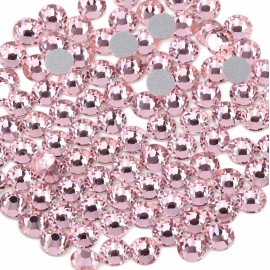 Beadsland 288pcs Flat Back Crystal Rhinestones Round Gems for Nail Art and Craft Glue Fix, Light Pink, SS34,7.1-7.3mm