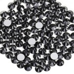 Beadsland 288pcs Flat Back Crystal Rhinestones Round Gems for Nail Art and Craft Glue Fix, Jet Hematite, SS34,7.1-7.3mm