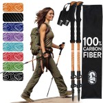 100% Carbon Fiber Trekking Poles by USA Brand - Ultra Strong Lightweight Collapsible Hiking Poles with EVA Foam Grips & Quick Adjustable Flip Locks
