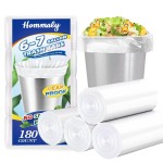 Hommaly 6-7 Gallon 180 pcs Clear Trash Bags Strong Clear Garbage Bags, Bathroom Trash Can Bin Liners, Plastic Bags for Office, Fit 6 gallon,7 gallon Waste Basket Liner 5,6,7 Gal(6-7G180-Clear)