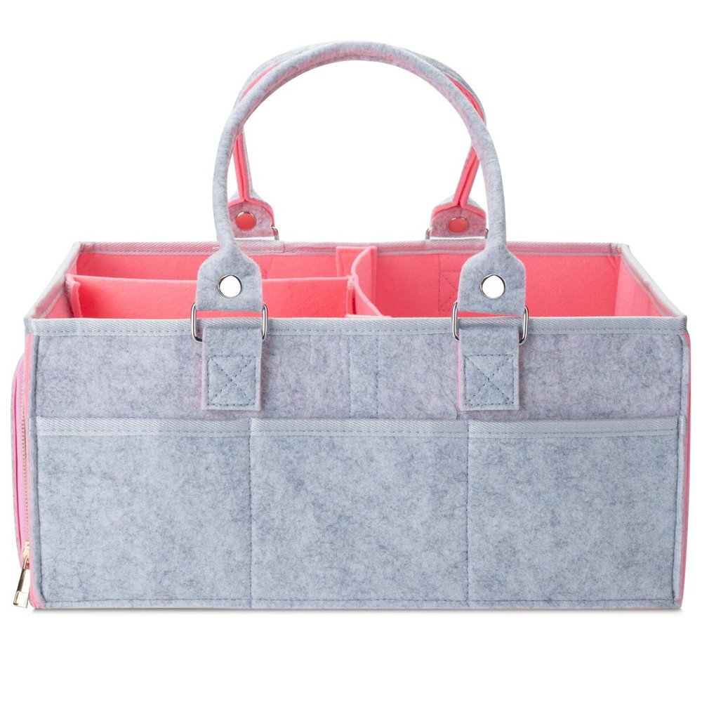 Mr. Pen- Baby Diaper Caddy Organizer, 1 Pack, Pink Inside, Baby Caddy Organizer with Handle, Compact Size, Collapsible & Portable