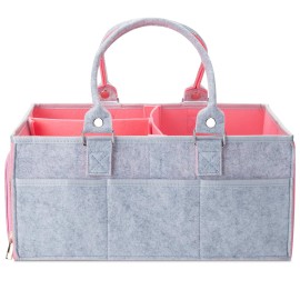 Mr. Pen- Baby Diaper Caddy Organizer, 1 Pack, Pink Inside, Baby Caddy Organizer with Handle, Compact Size, Collapsible & Portable