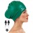 Large Long Hair Swim Cap with Extra Room for Women Men, Silicone Swimming Cap for Long Thick Hair with Ear Plugs Nose Clip Set, Adult Waterproof Swim Hats Bathing Caps to Keep Hair Dry(Green)