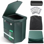 2025 Upgraded 16.5\'\' XL Portable Toilet for Adults,Tall Camping Toilet with Lid and Convenient Carry Bag, Portable Potty for Camping, Hiking, Car Travel,Truck, RV, Boating, Road Trips, Beach (Green)
