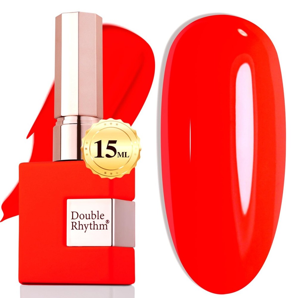 Double Rhythm 0.5Oz Gel Polish Pure Sheer Same Color Same Bottle Soak Off 15ML Gel Polish Manicure Salon Nail Art DIY at Home for Women (Neon Red Orange-A1044)