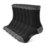 BUDERMMY Crew Socks for Women Hiking Athletic Running Walking Cushioned Compression Cotton Socks 6 Pairs (US, Numeric, 6, 8, Regular, Regular, 6 Pairs Black)