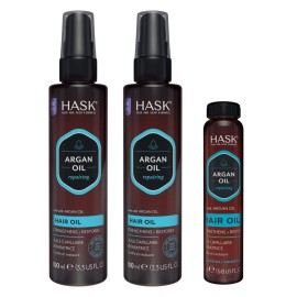 HASK ARGAN Repairing Shine Hair Oil for All Hair Types, Vegan, Color Safe, Gluten-free, Sulfate-free, Paraben-free - Pack of 3