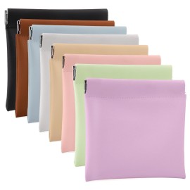 BUSOHA 8PCS Snap Closure Organizer Pouch, Small Women\'s Leather Pouches for Purse, Mini Makeup Bag for Cosmetics Headphones Jewelry Lipstick