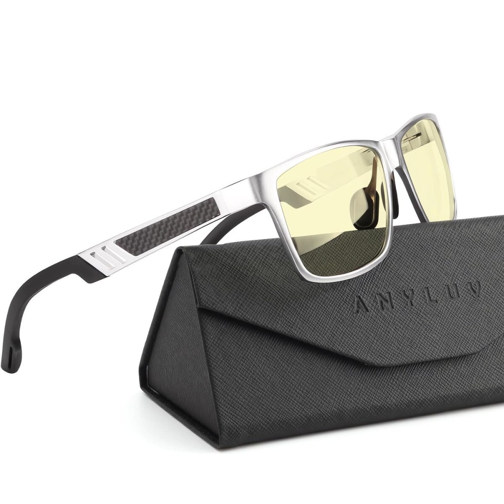 ANYLUV Blue Light Blocking Glasses Men Computer Gaming Glasses Lightweight Al-Mg Metal Anti Eyestrain Eye Protection