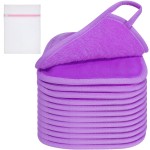 KODAMO Makeup Remover Cloth, Reusable Makeup Remover Pads Washable Travel Bag, Microfiber Makeup Removal Face Wash Cloths with Just Water, 12 Pack/Violet
