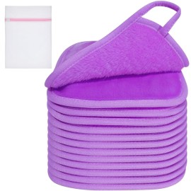 KODAMO Makeup Remover Cloth, Reusable Makeup Remover Pads Washable Travel Bag, Microfiber Makeup Removal Face Wash Cloths with Just Water, 12 Pack/Violet