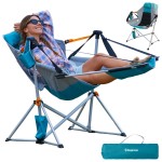 KingCamp Hammock Chair with Footrest, Swinging Portable Folding Camping Chairs for Adults MAX 400lbs Heavy Duty Foldable Oversized Rocker with Cup Holder Pillow for Outdoor Beach Patio Sport Lawn