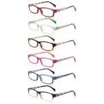Kerecsen Computer Reading Glasses for Women Blue Light Blocking Glasses for Reading Fashion Pattern Print Eyeglasses for Womens(Mix Color -7, 4.50)
