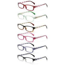 Kerecsen Computer Reading Glasses for Women Blue Light Blocking Glasses for Reading Fashion Pattern Print Eyeglasses for Womens(Mix Color -7, 4.50)
